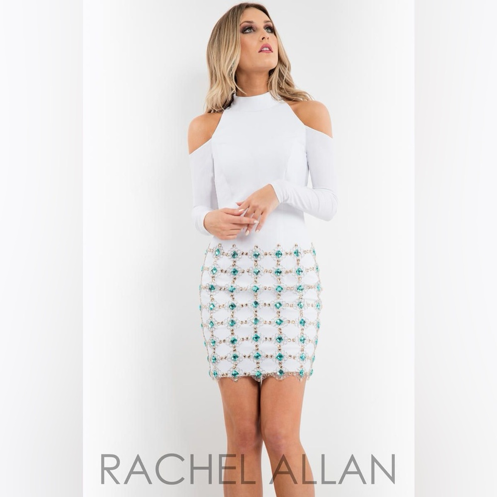 Rachel Allan White Skirt with Blue Accents